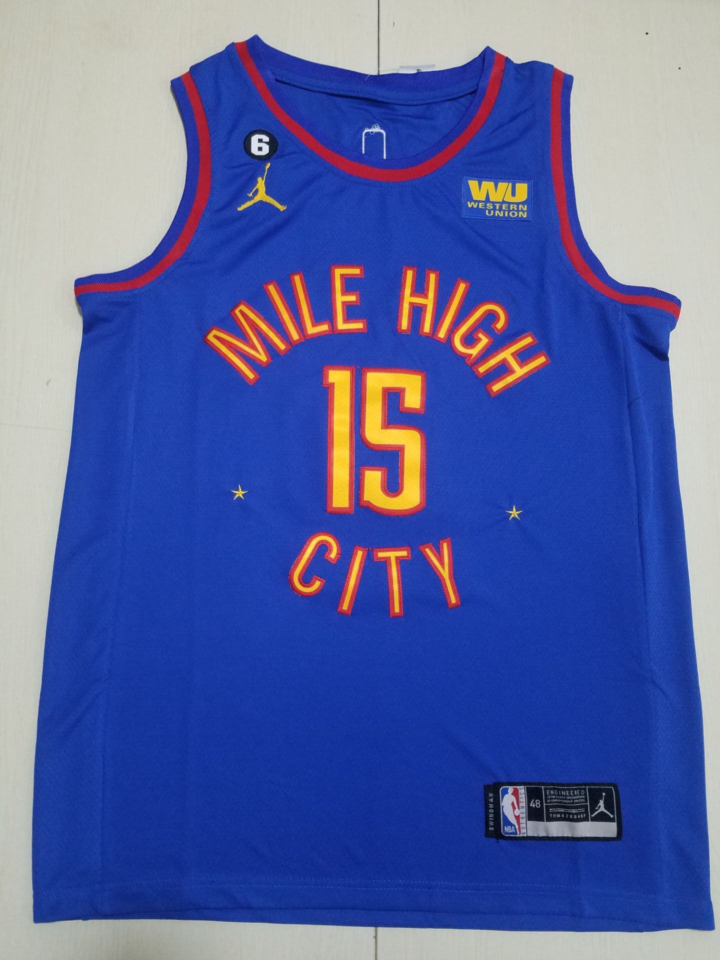 Men Denver Nuggets #15 Jokic Blue 2022 NBA Jersey->denver nuggets->NBA Jersey